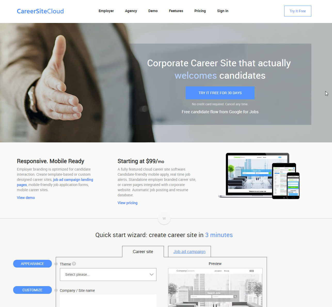 CareerSiteCloud home page