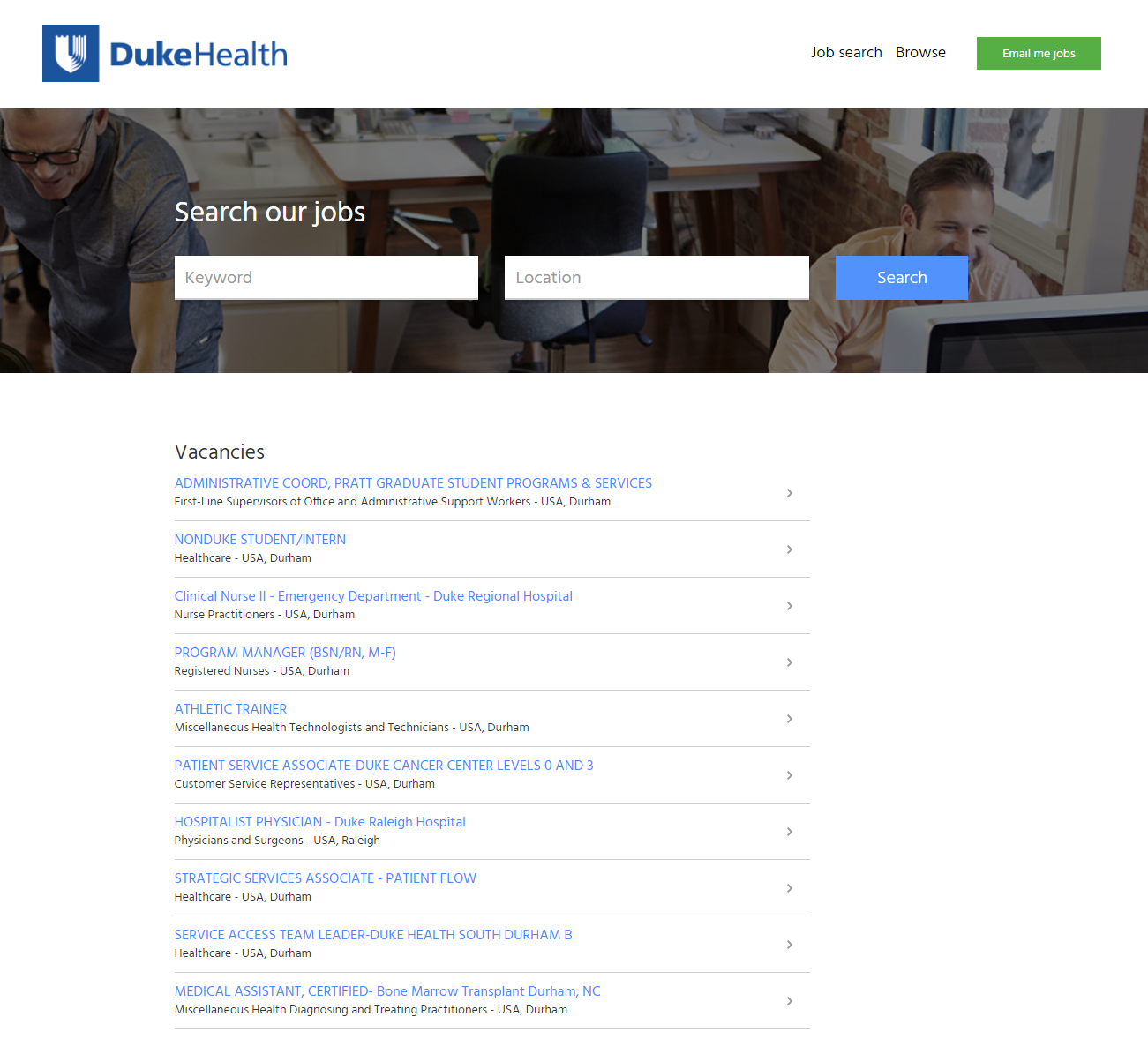 duke health home page